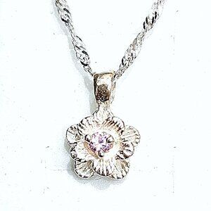 Sophia Fiori genuine pink sapphire 925 floral necklace 20 inch